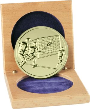 66mm Soccer Medallion in Wood Box