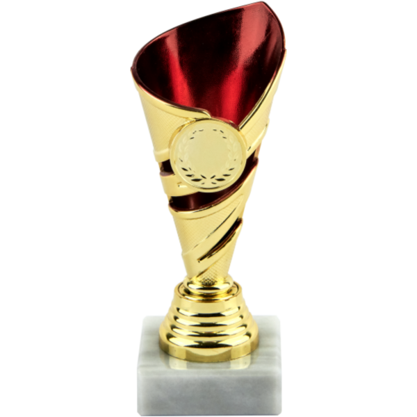 Gold/Red Cup on White Marble