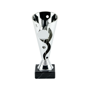Silver Spiral Cup on Black Marble