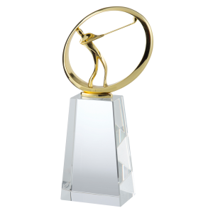 25cm Gold Metal & Glass Golf Award
