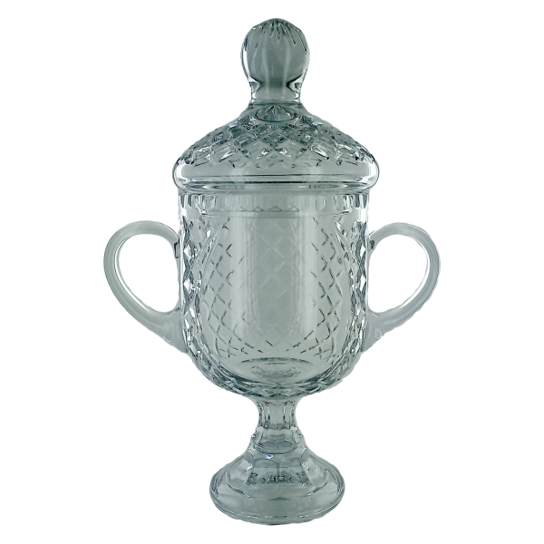 Panelled Crystal Trophy with Handles&Lid