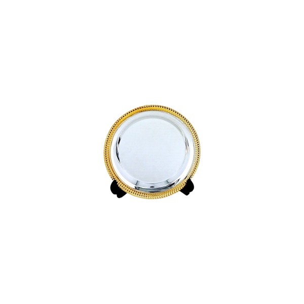 10cm Silver Tray with Gold Rim