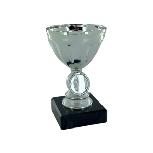 12cm Silver Metal Bowl on Black Marble