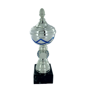 29cm Silver/Blue Cup with Lid