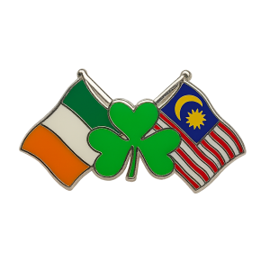Ireland - Malaysia Shamrock Flag Pin