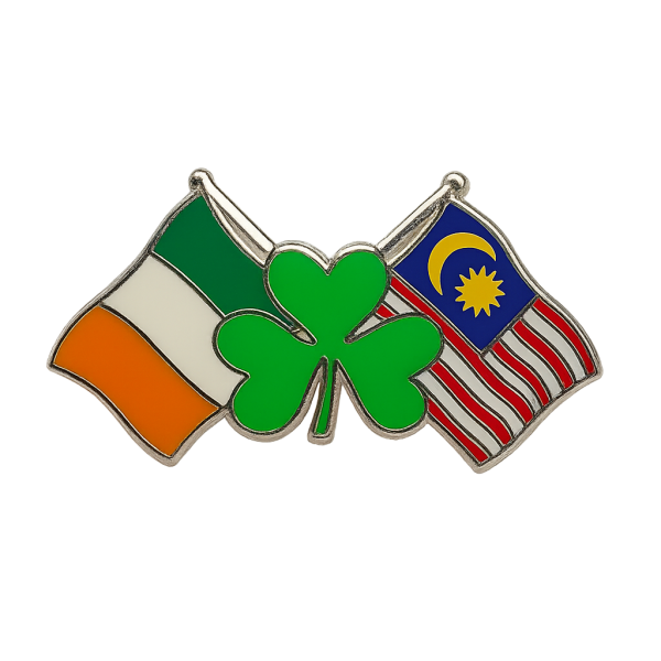 Ireland - Malaysia Shamrock Flag Pin