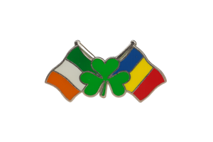 Ireland - Romania Shamrock Flag Pin