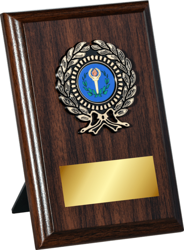 Walnut Plaque , Black/Gold Trim