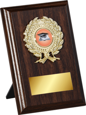 Walnut Plaque Gold Trim